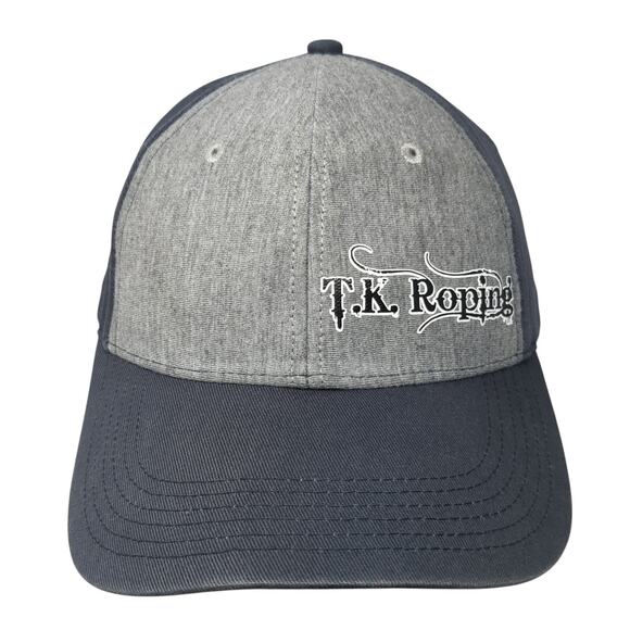 TK Roping Strapback Hat Gray One Size Embroidered Colorblock Sport-Tek - Picture 1 of 8